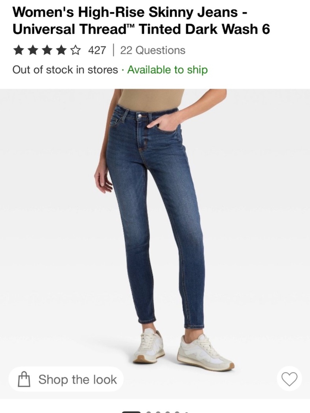 Women's High-Rise Skinny Jeans - Universal Thread Tinted Dark Wash 6